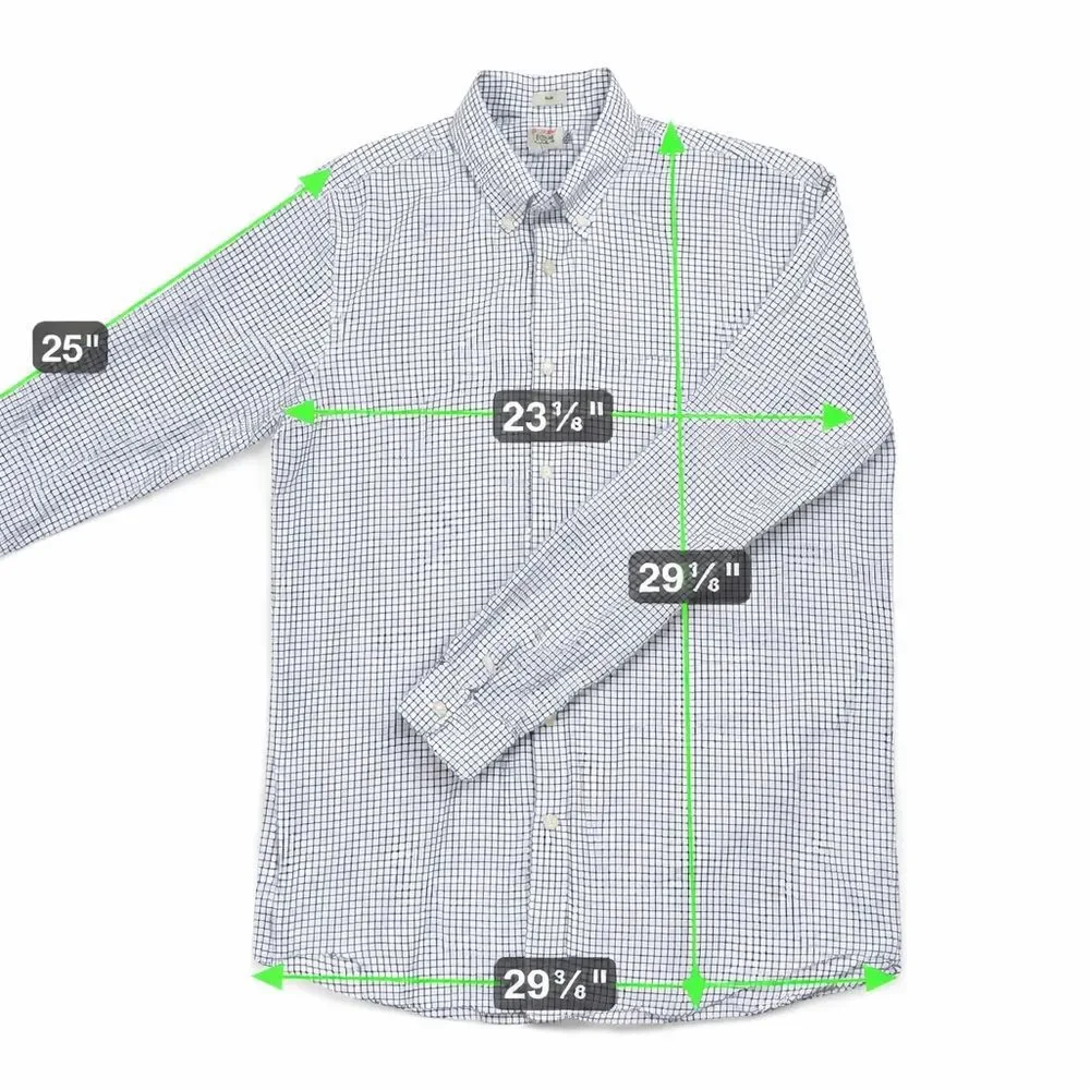 J.Crew Men’s SZ XL Slim Fit Button Down Shirt Classic White Navy Grid Check